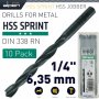 Alpen Hss Sprint Drill Bit 1/4' 6.35 Mm Bulk Ind.pack