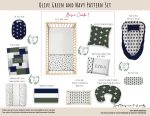 Cot Duvet Bedding Green Pattern Herringbone Set Neutral