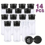 10 12 14 16 18PCS Plastic Spice Jars With Black Cap Clear And Safe Plastic Bottle Containers With Shaker Lids For Storing Spice
