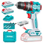 Total Tools Drill Impact Cordless Compact Brushless 20V 13MM With Accessories
