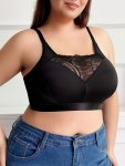 Women's Sexy Bra Plus Size Solid Contrast Lace Seamless Comfy & Breathable Bralette