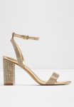 Rhiannon Ankle Strap Block Heel - Gold