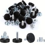 16PCS M6 Adjustable Furniture Levelers With T-nuts Heavy-duty Chair Leg Leveling Screws Non-slip Table And Cabinet Leveling Feet