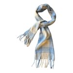 Thick Polyester Checkered Scarf - Light Blue White