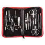 Kellermann Mani/pedi Set In Red Faux Leather Case 5204 Mc N-sp 12 Piece