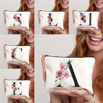 1 PC Birthday Gifts For Women Mom A-z Personalized Makeup Bag Monogrammed Bridesmaid Gifts For Women Friends Teachers Travel Toi