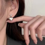 Elegant Heart-shaped Dangle Earrings For Women - Chic & Simple Design Zinc Alloy With 925 Silvery Posts Perfect For Casual Attir