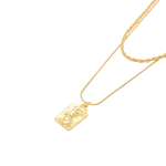 Signet Pendant Double Chain Necklace - Gold