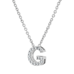 Rhodium Plated Cubic Zirconia Pav Initial G Necklace