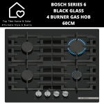 Bosch Series 6 - Black Glass 4 Burner Gas Hob - 60CM