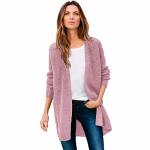 Ellos Women's Plus Size Open Front Waffle Cardigan Oversized Long Lightweight Sweater - L Dusty Pink
