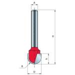 Round Nose Router Bit D-12.7MM X H-31.7MM X H-72.7MMX R-6.35MM X A-1 2" 18-11650P