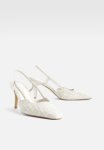 Square Toe Slingback Court Shoes - Beige
