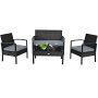 Miami 4PCS Patio Set - Black With L. Grey Cushions