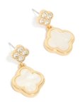 Goldair Gold Plated Double Flower Cubic Zirconia Drop Earrings