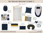 Cot Duvet Bedding Navy Woodlands Monochrome Patchwork Set