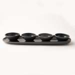 Irregular Dark Grey Plate With 4 Bowls