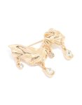 Goldair Gold Diamante Drop Molten Brooch