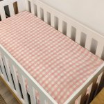 Checkered Gingham Pink And Light Beige Fitted Sheet