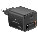 Volkano Sleek Series Fast Wall Charger 45W Usb-c With Built-in Retractable 75CM Cable – Black