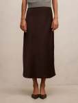 Sally Satin Column Midi Skirt - 16 Chocolate