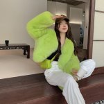 Fox Fried Street Fluorescent Green Environmental Protection Fur Jacket