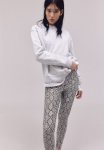 Crocodile-patterned Leggings - White Multi Grey