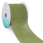 Ct Craft Llc Burlap Wired Ribbon 2.5" X 5 Yards Sage Green Color For Christmas Home Wedding Decor Gift Wrapping Tree Topper Bow