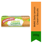 Baumanns Bmns Zesty Lemon Cream Biscuits 200G Lemon Cream Sandwich Biscuits For Tea Time & Sweet Treats Tangy Citrus Flavor With