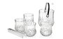 Elegant Glass Ice Bucket With Tong And Set Of 4 Whiskey Glasses