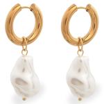 Goldair Gold Pearl Crook Sleeper Earrings