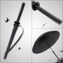 1pc Black Straight Pole Sword Shaped Umbrella 24 Ribs Creative Umbrella