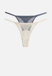 2-PACK Tanga Thong Briefs - Beige & Blue