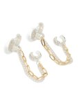Mixed Metal Plated Diamante Multi Chain & Cuff Huggie Earrings