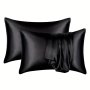 2pcs Satin Solid Color (Without Core) Soft Breathable Covers Skin-friendly Silky Envelope Protector For Bedroom Sofa Home Decor