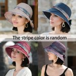 Elegant Women's Sun Hats With Bow Breathable Bucket Hat Checkered Pattern Wide Brim Uv Protection Fashionable Summer Travel Head