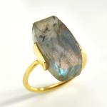 18CT Gold Labradorite Gemstone Ring - 54 Labradorite