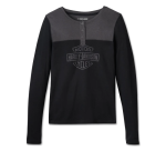 Women’s Timeless Long Sleeve Henley – Colorblock – Harley Black & Blackened Pearl