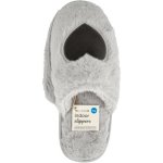 Clicks Heart Fluffy Slippers Grey