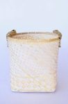 White & Natural Bamboo Basket Black Strip