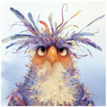 Fabric Paint Cushion Cover Whimsical Bird