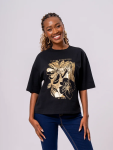 Black Floral Graphic T-Shirt - L Black