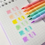 6PCS Soft Brush Highlighter Pen Set - Pastel Colors Fluorescent Markers For Art & Calligraphy Ideal For Office And Student Suppl