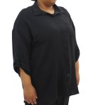 Ladies Plain Slouchy Tab Shirt - 60 Black