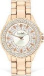 Ladies Rose Gold Tone Watch Encrusted With Crystals