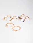 Surgical Steel Diamante Animal Nose Ring 6-PACK
