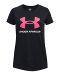 Girls' Ua Tech Print Fill Big Logo Short Sleeve - Black Yxl