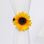 1PC Sunflower Curtain Tieback Holder - Garden Style Plastic And Cast Iron Decorative Curtain Holdback For Home And Party Decor