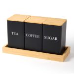 Tea & Coffee Organizer - 3 Pieces With Tray - Ebony