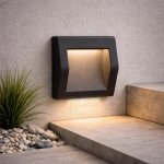 LED Square Surface Mounted Step Light Matt Black - 2 Sizes - Large